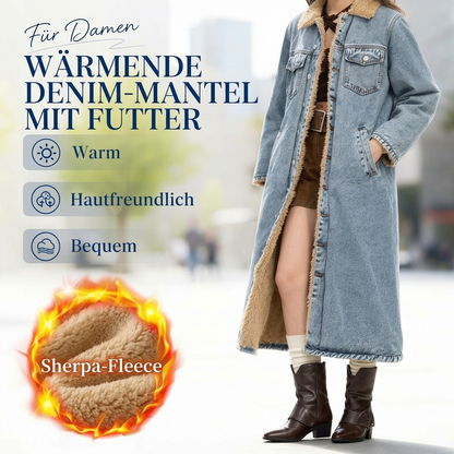🧥 50% Rabatt | Mehr Wärme & eine optisch längere Silhouette – Langer Damen-Jeansmantel
