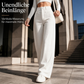 Damen-Cord-Hochbund-Hosen mit weitem Bein