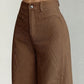 Damen-Cord-Hochbund-Hosen mit weitem Bein