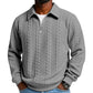 Herren-Casual-Strickpullover mit Halb-Reißverschluss und Zopfmuster