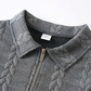Herren-Casual-Strickpullover mit Halb-Reißverschluss und Zopfmuster