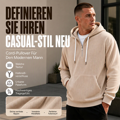 📢🎉🛍️✨Herren-Casual-Cord-Hoodie mit Halb-Reißverschluss