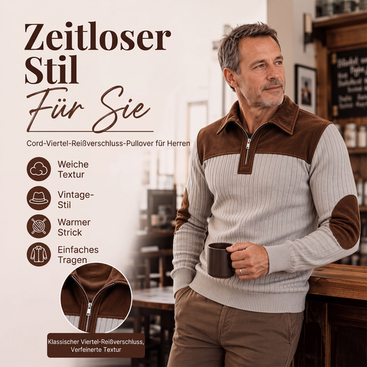 🧶 50% Rabatt | Strukturierter Cord-Look & smarter Komfort – Herren Quarter-Zip Pullover