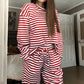 Gestreiftes 2-teiliges Loungewear-Set für Damen mit langen Ärmeln