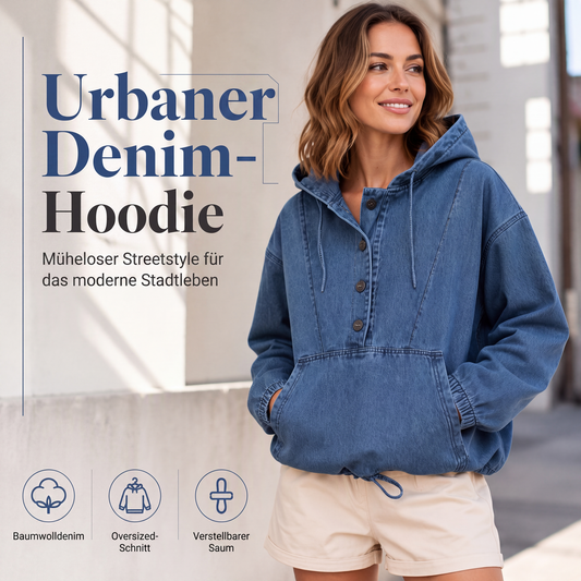 💎🔥 Bestseller – Oversize Denim-Hoodie für Damen