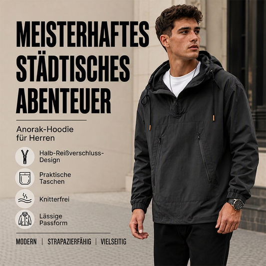 Lässige, winddichte Anorak-Kapuzenjacke für Herren
