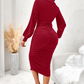 🔥Beliebtes Produkt ！✨Damen V-Ausschnitt Ballonärmel gerafftes Bodycon-Kleid