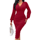 🔥Beliebtes Produkt ！✨Damen V-Ausschnitt Ballonärmel gerafftes Bodycon-Kleid