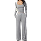 📢📢50%Rabatt!!!🎉✨Damen-Set mit eckigem Ausschnitt und weitem Bein