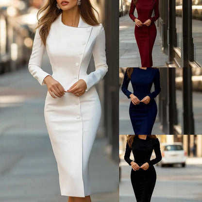 👗 50% Rabatt | Optisch längere Silhouette & elegante Taille – Asymmetrisches Midi-Kleid