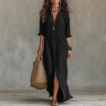 Legeres Maxikleid in lockerer Passform mit Frontschlitz