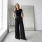 Damen Marlenehose mit hohem Bund, weitem Bein und Gürtel
