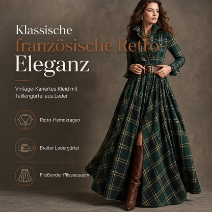 🍂 Plus-Size-Kleid im französischen Vintage-Karomuster – Feminin, bequem & immer passend