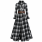 Plus-Size-Kleid für Damen im französischen Vintage-Karomuster mit unregelmäßigem Saum und figurformendem, schlankmachendem Design