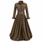Plus-Size-Kleid für Damen im französischen Vintage-Karomuster mit unregelmäßigem Saum und figurformendem, schlankmachendem Design