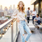 Vintage-Jeans mit Rissen und geradem Bein für Damen