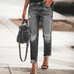 Vintage-Jeans mit Rissen und geradem Bein für Damen