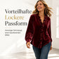 Elegante Samtbluse mit langen Ärmeln für Damen