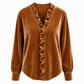 Elegante Samtbluse mit langen Ärmeln für Damen