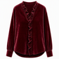 Elegante Samtbluse mit langen Ärmeln für Damen