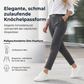 Damen-Faltenhose mit konisch zulaufendem Knöchellang, Gürtel mit doppeltem Metallring-Akzent und halbelastischem Bund