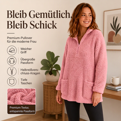 📢🎉50%Rabatt!!!🛍️✨Plüsch-Sweatshirt für Damen mit halbem Reißverschluss und Taschen