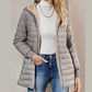 Gesteppter warmer Wintermantel mit Kapuze und Reißverschluss für Damen
