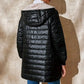 Gesteppter warmer Wintermantel mit Kapuze und Reißverschluss für Damen