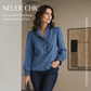 Jeans-Oberteil für Damen mit Rüschenkragen und Puffärmeln