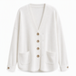 Lässige Cord-Strickjacke mit V-Ausschnitt für Damen