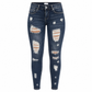 Damen High Waist Ripped Skinny Jeans, Destroyed Dehnbare Denim-Hose