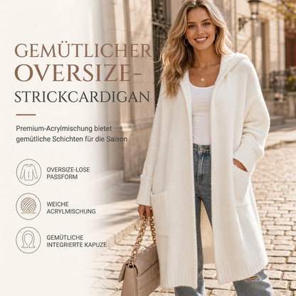 Lange Strickjacke mit Kapuze für Damen