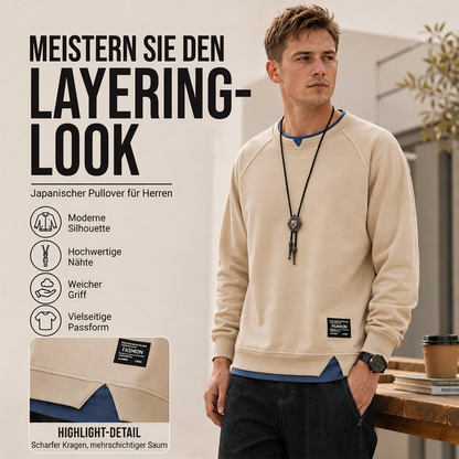 Herren-Minimalistisches Sweatshirt im Fake-2-Teile-Look