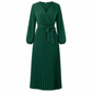 📢📢50% Rabatt!!! 🎉✨ Elegantes Damen-Maxikleid im Wickellook mit V-Ausschnitt & Falten