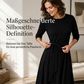 Geripptes A-Linie-Midikleid für Damen mit Rundhalsausschnitt, 3/4-Ärmeln und Taschen