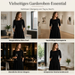 Geripptes A-Linie-Midikleid für Damen mit Rundhalsausschnitt, 3/4-Ärmeln und Taschen