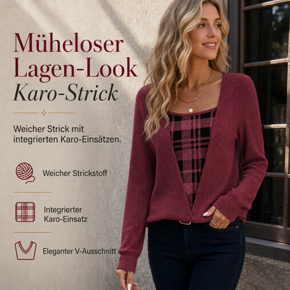 📢🎉50%Rabatt!!!🛍️✨Kariertes Strickoberteil für Damen im Layering-Look