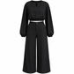 Zweiteiler für Damen: Lässiges V-Ausschnitt-Crop-Top mit Laternenärmeln & Weite Hose mit hoher Taille