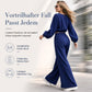 Zweiteiler für Damen: Lässiges V-Ausschnitt-Crop-Top mit Laternenärmeln & Weite Hose mit hoher Taille