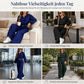Zweiteiler für Damen: Lässiges V-Ausschnitt-Crop-Top mit Laternenärmeln & Weite Hose mit hoher Taille