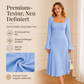 Damen Midi-Kleid mit eckigem Ausschnitt und Trompetenärmeln