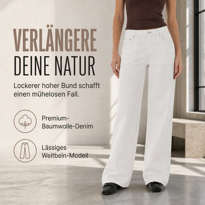 Damen Retro-Jeans mit hoher Taille und weitem Bein