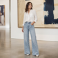 Weite Jeans für Damen mit vorderen Nähten