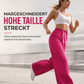 Damen High Waist Weite Bein Jogginghose mit gebogenen Nähten und Taschen