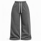 Damen High Waist Weite Bein Jogginghose mit gebogenen Nähten und Taschen