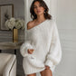 Bequemes Schulterfreies Strickkleid für Damen