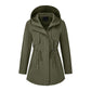 Lässige, warme mittelange Damen-Kapuzenjacke