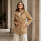 Lässige, warme mittelange Damen-Kapuzenjacke
