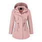 Lässige, warme mittelange Damen-Kapuzenjacke
