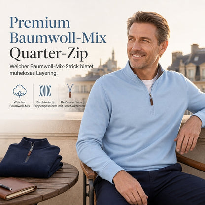 📢🎉50%Rabatt!!!🛍️✨Herren Quarter-Zip Stehkragen-Pullover aus Baumwollmischung, langärmliges Sweatshirt